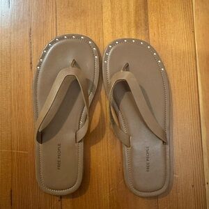 Free People Sona Thong Brown Sandals with Stud Accents